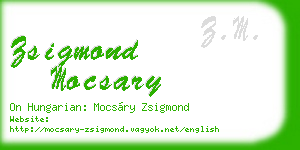 zsigmond mocsary business card